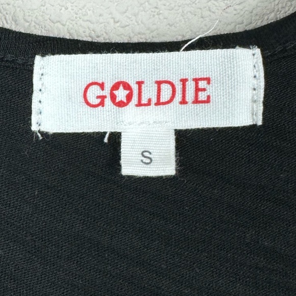 Goldie Ruched Sheath midi sleeveless black pima cotton Dress S - Picture 6 of 7